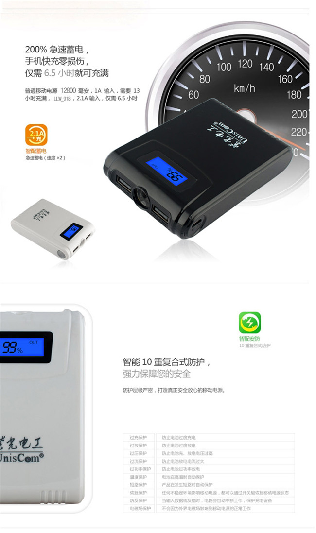 力量威 圣誕帶液晶屏移動電源10000毫安