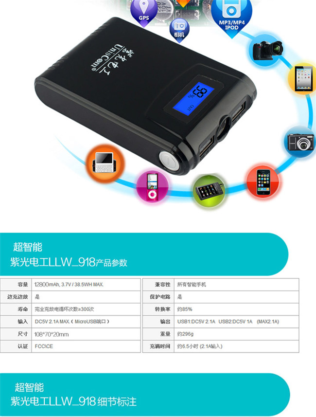 力量威 圣誕帶液晶屏移動電源10000毫安