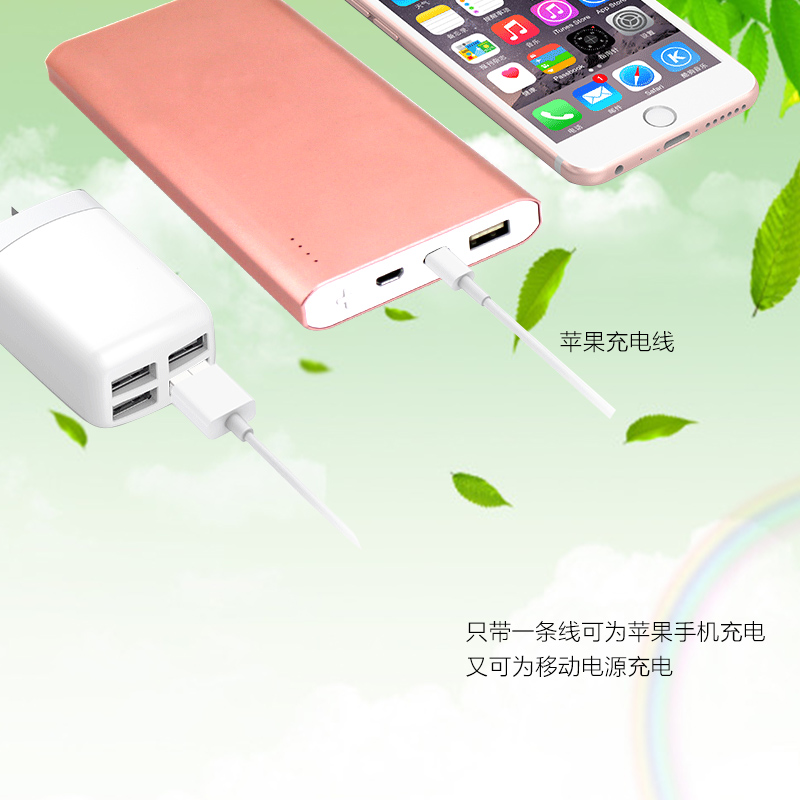 新款私模蘋(píng)果接口鋁合金外殼10000毫安聚合物移動(dòng)電源